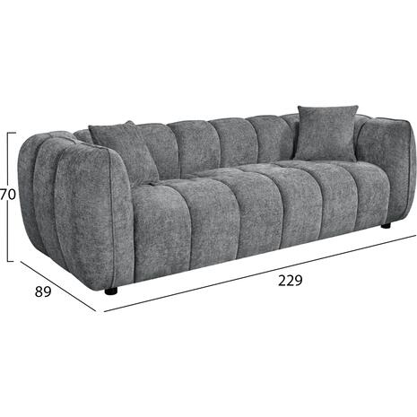 ΚΑΝΑΠΕΣ 3-ΘΕΣΙΟΣ LYKKE HM3323.01 ΓΚΡΙ ΥΦΑΣΜΑ 229x89x70Υεκ