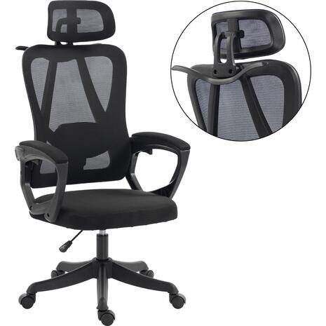 ΚΑΡΕΚΛΑ ΓΡΑΦΕΙΟΥ FRANTIC HM1224.01 ΜΑΥΡO MESH & ΠΟΛΥΠΡΟΠΥΛΕΝΙΟ 60x60x134Υεκ