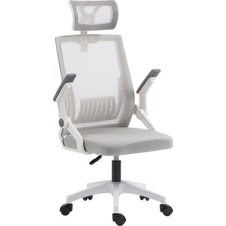 ΚΑΡΕΚΛΑ ΓΡΑΦΕΙΟΥ MATRON HM1226.02 ΛΕΥΚΟ PP--ΑΝΟΙΧΤΟ ΓΚΡΙ MESH 47x47x128Υεκ