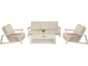 ΣΕΤ ΣΑΛΟΝΙ 4ΤΜΧ LAITH HM6551.02 ΑΛΟΥΜΙΝΙΟ & ΜΑΞΙΛΑΡΙΑ ΣΕ ΚΡΕΜ