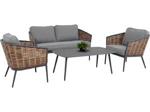 ΣΕΤ ΣΑΛΟΝΙ 4ΤΜΧ CASSIAN HM6552.01 ΑΛΟΥΜΙΝΙΟ & ΜΑΞΙΛΑΡΙΑ ΓΚΡΙ-ΜΠΕΖ P.E.RATTAN