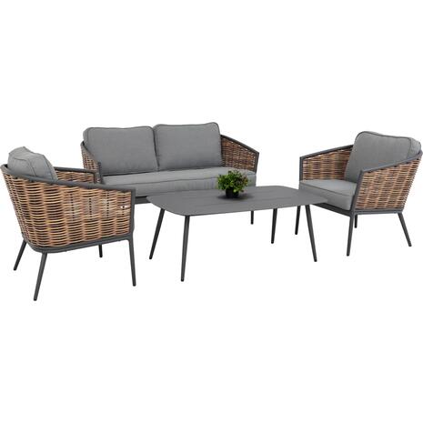 ΣΕΤ ΣΑΛΟΝΙ 4ΤΜΧ CASSIAN HM6552.01 ΑΛΟΥΜΙΝΙΟ & ΜΑΞΙΛΑΡΙΑ ΓΚΡΙ-ΜΠΕΖ P.E.RATTAN