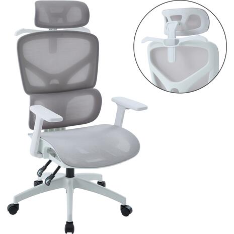 ΚΑΡΕΚΛΑ ΓΡΑΦΕΙΟΥ APEX HM1227.02 ΛΕΥΚΟ PP--ΑΝΟΙΧΤΟ ΓΚΡΙ MESH 68x68x120-130Υεκ
