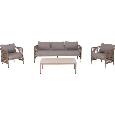 ΣΕΤ ΣΑΛΟΝΙ 4ΤΜΧ SONDRA HM6251.02 ΑΛΟΥΜΙΝΙΟ & ΣΧΟΙΝΙ ΚΑΠΟΥΤΣΙΝΟ--ΜΑΞΙΛΑΡΙΑ ΣΕ ΜΠΕΖ