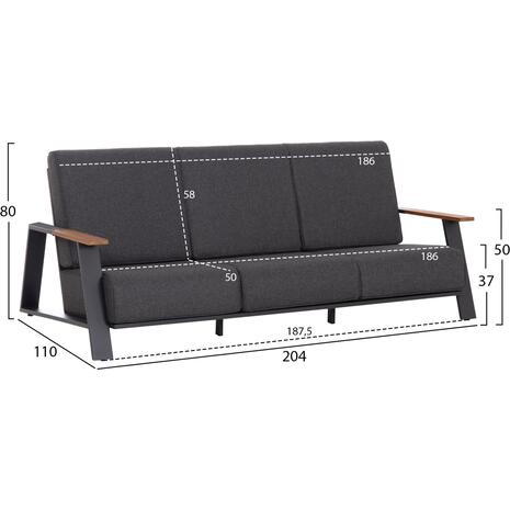 ΣΕΤ ΣΑΛΟΝΙ 4ΤΜΧ LAITH HM6551.01 ΑΛΟΥΜΙΝΙΟ & ΜΑΞΙΛΑΡΙΑ ΓΚΡΙ