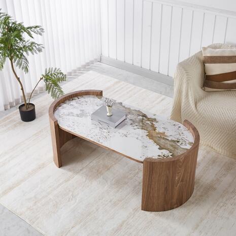 ΤΡΑΠΕΖΙ  ΣΑΛΟΝΙΟΥ MARBLEX HM18445 ΚΕΡΑΜΙΚΟ TOP PANDORA--MDF ΠΟΔΙΑ 120x60x43Υεκ