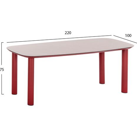 ΤΡΑΠΕΖΙ DOSUN HM6202.05 KOKKINO ΑΛΟΥΜΙΝΙΟ-3D PRINT ΓΥΑΛΙ ΓΚΡΙ-ΚΕΡΑΜΙΚΟ LOOK 220x100x75Υεκ