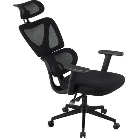 ΚΑΡΕΚΛΑ ΓΡΑΦΕΙΟΥ NOVAR HM1218.01 ΜΑΥΡO MESH--ΒΑΣΗ PP 51x49x121-129Υεκ