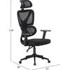 ΚΑΡΕΚΛΑ ΓΡΑΦΕΙΟΥ NOVAR HM1218.01 ΜΑΥΡO MESH--ΒΑΣΗ PP 51x49x121-129Υεκ