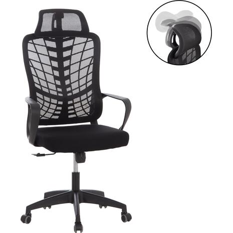 ΚΑΡΕΚΛΑ ΓΡΑΦΕΙΟΥ ELVAR HM1219.01 ΜΑΥΡO MESH--ΒΑΣΗ ΠΟΛΥΠΡΟΠΥΛΕΝΙΟΥ 63x56x125Υεκ