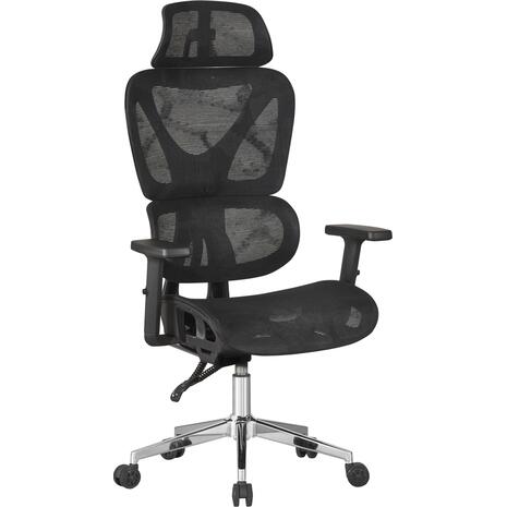 ΚΑΡΕΚΛΑ ΓΡΑΦΕΙΟΥ NOVAR HM1217.01 ΜΑΥΡO MESH--ΒΑΣΗ ΧΡΩΜΙΟΥ 51x49x129Υεκ