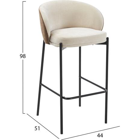 ΣΚΑΜΠΟ ΜΠΑΡ DETTON HM18430.02 ΜΠΕΖ/ΚΑΦΕ ΥΦΑΣΜΑ-ΜΕΤΑΛ.ΜΑΥΡΟΣ ΣΚΕΛΕΤΟΣ 55x50x97Υεκ (σετ 2 τεμαχίων)