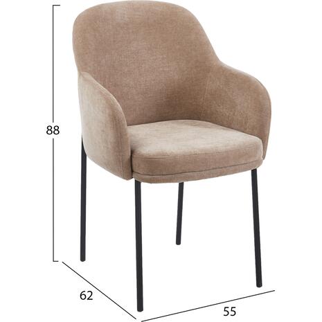 ΠΟΛΥΘΡΟΝΑ ΤΡΑΠΕΖΑΡΙΑΣ MANIDO HM18429.03 TAUPE ΥΦΑΣΜΑ-ΜΕΤΑΛ.ΜΑΥΡΑ ΠΟΔΙΑ 54x61x87Υεκ (σετ 2 τεμαχίων)