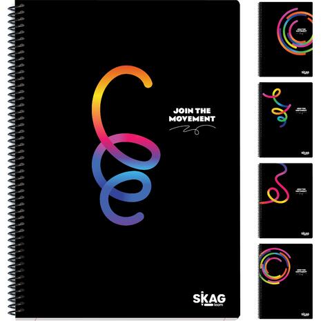 Τετράδιο σπιράλ Skag Black & Color A4 3 Θεμάτων (διάφορα σχέδια) 313063