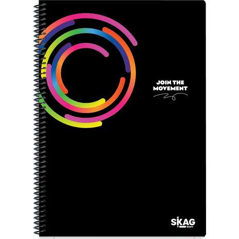 Τετράδιο σπιράλ Skag Black & Color A4 2 Θεμάτων 313056