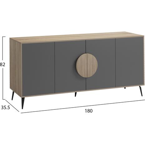 ΜΠΟΥΦΕΣ SAVORE HM18368.13 ΜΕΛΑΜΙΝΗ SONAMA/ΓΚΡΙ-ΜΑΥΡΑ ΜΕΤΑΛ.ΠΟΔΙΑ 180x35.5x82Υεκ.