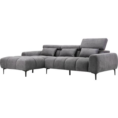 ΚΑΝΑΠΕΣ ΑΡΙΣΤΕΡΗ ΓΩΝΙΑ DIVYA HM3267.12L ΓΚΡΙ ΥΦΑΣΜΑ 264x175x99Υεκ.