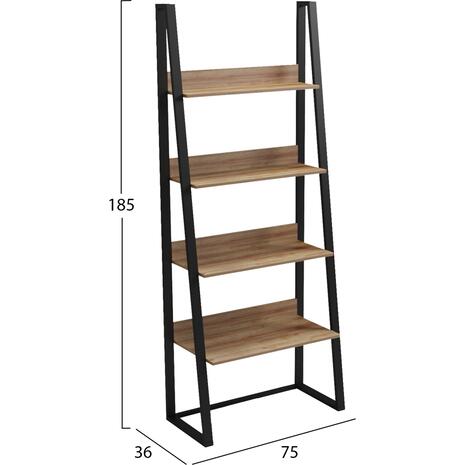 ΡΑΦΙΕΡΑ IZABEL HM18376.01 ΜΕΤΑΛΛΟ--ΜΕΛΑΜΙΝΗ ΣΕ OAK 75x36x185Υεκ.