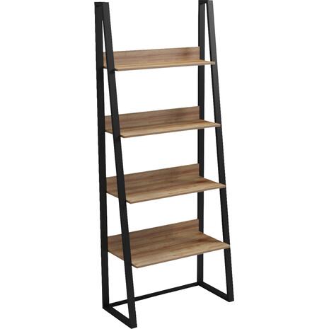 ΡΑΦΙΕΡΑ IZABEL HM18376.01 ΜΕΤΑΛΛΟ--ΜΕΛΑΜΙΝΗ ΣΕ OAK 75x36x185Υεκ.