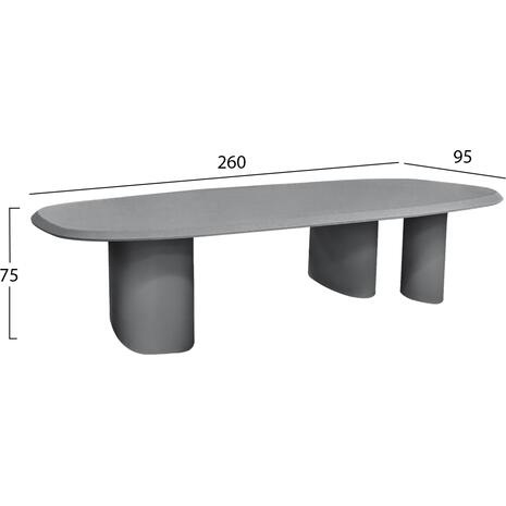 ΤΡΑΠΕΖΙ ΤΡΑΠΕΖΑΡΙΑΣ FIBER CEMENT ΟΒΑΛ GLEN HM6598.01 ΓΚΡΙ 260x95x75Υεκ