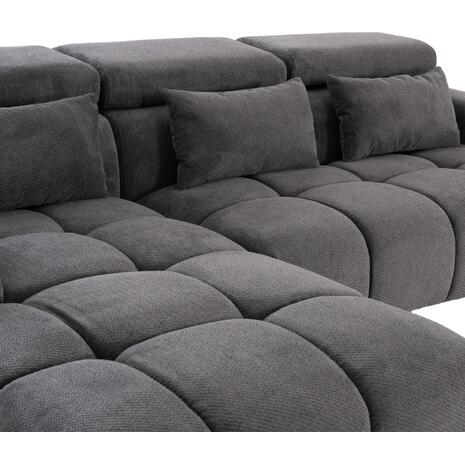 ΚΑΝΑΠΕΣ ΑΡΙΣΤΕΡΗ ΓΩΝΙΑ DIVYA HM3267.12L ΓΚΡΙ ΥΦΑΣΜΑ 260x100-174x104Υεκ.