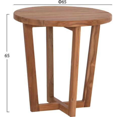 ΤΡΑΠΕΖΙ ΜΕΣΗΣ ΣΤΡΟΓΓΥΛΟ KOLIN HM6650 ΞΥΛΟ TEAK ΦΥΣΙΚΟ Φ65x65Υεκ.