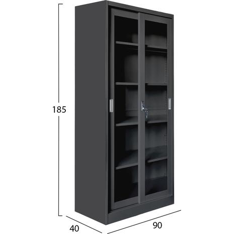 ΒΙΒΛΙΟΘΗΚΗ ΜΕ ΣΥΡΟΜΕΝΕΣ ΠΟΡΤΕΣ SIDER HM6632.01 ΜΕΤΑΛΛΙΚΗ ΜΑΥΡΗ 90x40x185Υεκ