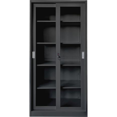 ΒΙΒΛΙΟΘΗΚΗ ΜΕ ΣΥΡΟΜΕΝΕΣ ΠΟΡΤΕΣ SIDER HM6632.01 ΜΕΤΑΛΛΙΚΗ ΜΑΥΡΗ 90x40x185Υεκ