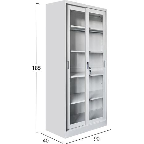 ΒΙΒΛΙΟΘΗΚΗ ΜΕ ΣΥΡΟΜΕΝΕΣ ΠΟΡΤΕΣ SIDER HM6632.02 ΜΕΤΑΛΛΙΚΗ ΛΕΥΚΗ 90x40x185Υεκ