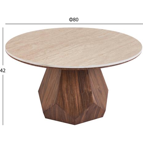 ΤΡΑΠΕΖΙ ΣΑΛΟΝΙΟΥ VENERA HM18441 ΚΕΡΑΜΙΚΟ TOP ΟΨΗ ΤΡΑΒΕΡΤΙΝΑΣ-MDF ΚΑΡΥΔΙ Φ80x42Υεκ.