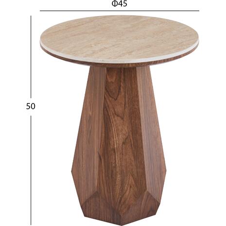 ΤΡΑΠΕΖΙ ΒΟΗΘΗΤΙΚΟ VENERA HM18442 ΚΕΡΑΜΙΚΟ TOP ΟΨΗ ΤΡΑΒΕΡΤΙΝΑΣ-MDF ΚΑΡΥΔΙ Φ45x50Υεκ.