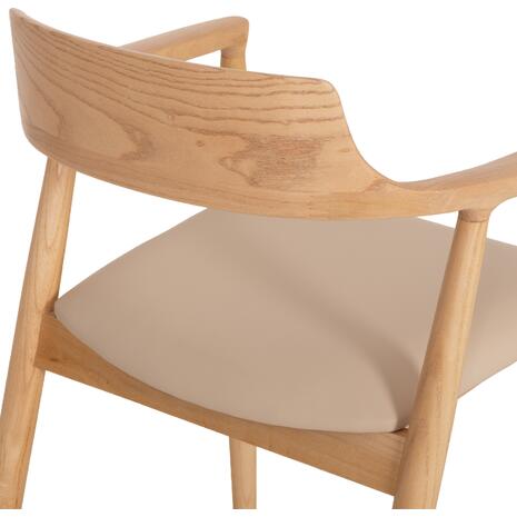 ΠΟΛΥΘΡΟΝΑ ΤΡΑΠΕΖΑΡΙΑΣ TARGA HM18336.11 RUBBERWOOD ΦΥΣΙΚΟ & PU ΕΚΡΟΥ 58x54x78Yεκ (σετ 2 τεμαχίων)
