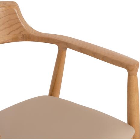 ΠΟΛΥΘΡΟΝΑ ΤΡΑΠΕΖΑΡΙΑΣ TARGA HM18336.11 RUBBERWOOD ΦΥΣΙΚΟ & PU ΕΚΡΟΥ 58x54x78Yεκ (σετ 2 τεμαχίων)
