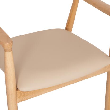 ΠΟΛΥΘΡΟΝΑ ΤΡΑΠΕΖΑΡΙΑΣ TARGA HM18336.11 RUBBERWOOD ΦΥΣΙΚΟ & PU ΕΚΡΟΥ 58x54x78Yεκ (σετ 2 τεμαχίων)