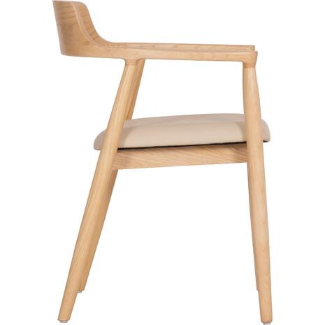 ΠΟΛΥΘΡΟΝΑ ΤΡΑΠΕΖΑΡΙΑΣ TARGA HM18336.11 RUBBERWOOD ΦΥΣΙΚΟ & PU ΕΚΡΟΥ 58x54x78Yεκ (σετ 2 τεμαχίων)