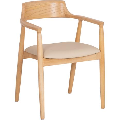 ΠΟΛΥΘΡΟΝΑ ΤΡΑΠΕΖΑΡΙΑΣ TARGA HM18336.11 RUBBERWOOD ΦΥΣΙΚΟ & PU ΕΚΡΟΥ 58x54x78Yεκ (σετ 2 τεμαχίων)
