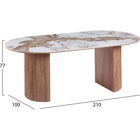 ΤΡΑΠΕΖΙ ΟΒΑΛ MARBLEX HM18428 ΚΕΡΑΜΙΚΟ TOP ΣΕ PANDORA--MDF ΠΟΔΙΑ 210x100x77Υεκ