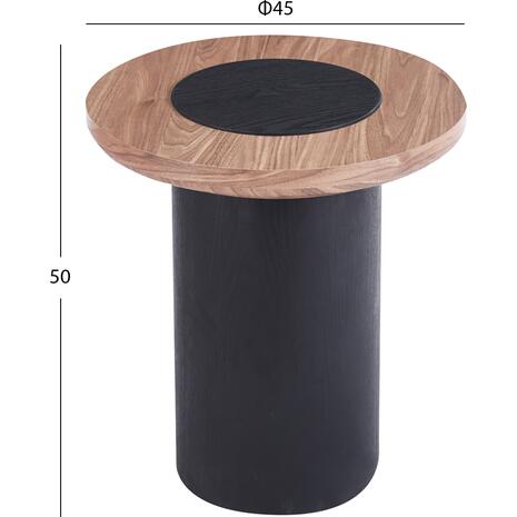 ΤΡΑΠΕΖΑΚΙ ΣΤΡΟΓΓΥΛΟ ΒΟΗΘΗΤΙKΟ OVALON HM18434.05 MDF TOP ΚΑΡΥΔΙ & ΒΑΣΗ ΜΑΥΡΗ Φ45x50Υεκ