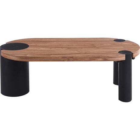 ΤΡΑΠΕΖΙ ΣΑΛΟΝΙΟΥ ΟΒΑΛ OVALON HM18433.05 MDF TOP ΚΑΡΥΔΙ-MDF ΠΟΔΙΑ ΜΑΥΡΑ 120x60x40Υεκ