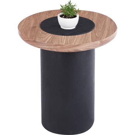 ΤΡΑΠΕΖΑΚΙ ΣΤΡΟΓΓΥΛΟ ΒΟΗΘΗΤΙKΟ OVALON HM18434.05 MDF TOP ΚΑΡΥΔΙ & ΒΑΣΗ ΜΑΥΡΗ Φ45x50Υεκ