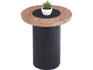 ΤΡΑΠΕΖΑΚΙ ΣΤΡΟΓΓΥΛΟ ΒΟΗΘΗΤΙKΟ OVALON HM18434.05 MDF TOP ΚΑΡΥΔΙ & ΒΑΣΗ ΜΑΥΡΗ Φ45x50Υεκ