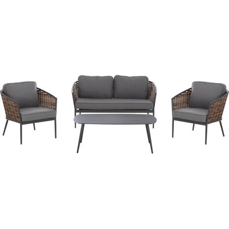 ΣΕΤ ΣΑΛΟΝΙ 4ΤΜΧ CASSIAN HM6552.01 ΑΛΟΥΜΙΝΙΟ & ΜΑΞΙΛΑΡΙΑ ΓΚΡΙ-ΜΠΕΖ P.E.RATTAN