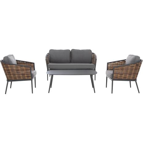 ΣΕΤ ΣΑΛΟΝΙ 4ΤΜΧ CASSIAN HM6552.01 ΑΛΟΥΜΙΝΙΟ & ΜΑΞΙΛΑΡΙΑ ΓΚΡΙ-ΜΠΕΖ P.E.RATTAN