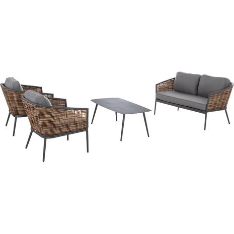 ΣΕΤ ΣΑΛΟΝΙ 4ΤΜΧ CASSIAN HM6552.01 ΑΛΟΥΜΙΝΙΟ & ΜΑΞΙΛΑΡΙΑ ΓΚΡΙ-ΜΠΕΖ P.E.RATTAN