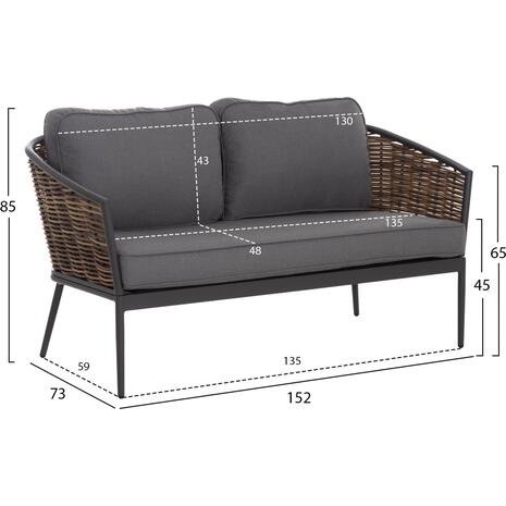 ΣΕΤ ΣΑΛΟΝΙ 4ΤΜΧ CASSIAN HM6552.01 ΑΛΟΥΜΙΝΙΟ & ΜΑΞΙΛΑΡΙΑ ΓΚΡΙ-ΜΠΕΖ P.E.RATTAN