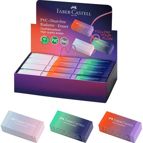 Γόμα Faber-Castell dust free "Flow Edition" μεσαία σε 3 χρώματα (188580)