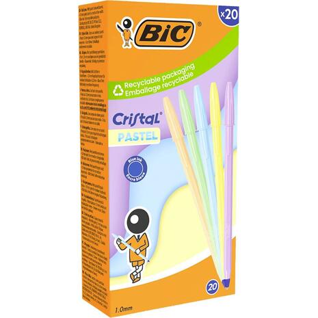 Στυλό Διαρκείας BIC Cristal Pastel 1.00mm 302550 (διάφορα σχέδια)