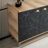 ΜΠΟΥΦΕΣ ΜΕΛΑΜΙΝΗΣ HM9045.01 NATURAL WOOD - ΜΑΥΡΟ ΜΑΡΜΑΡΟ 180x41x77,8Y εκ.