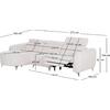 ΚΑΝΑΠΕΣ ΑΡΙΣΤΕΡΗ ΓΩΝΙΑ 3Θ ΜΕ RECLINE VALENTE HM3317.02L ΜΠΕΖ ΥΦΑΣΜΑ 275x160x104Yεκ