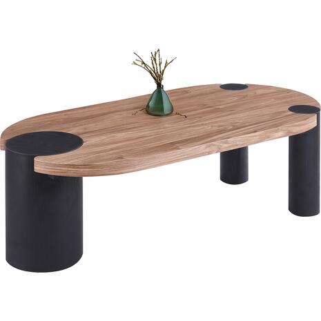ΤΡΑΠΕΖΙ ΣΑΛΟΝΙΟΥ ΟΒΑΛ OVALON HM18433.05 MDF TOP ΚΑΡΥΔΙ-MDF ΠΟΔΙΑ ΜΑΥΡΑ 120x60x40Υεκ
